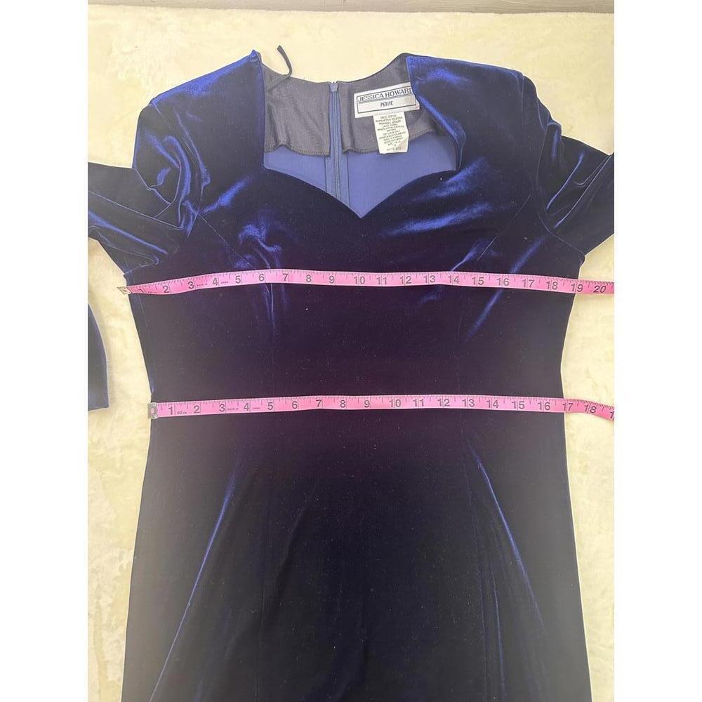 VTG 90s Whimsigoth Petite Velvet Midnight Blue Dress 12P Witchy Partywear - Picture 4 of 4